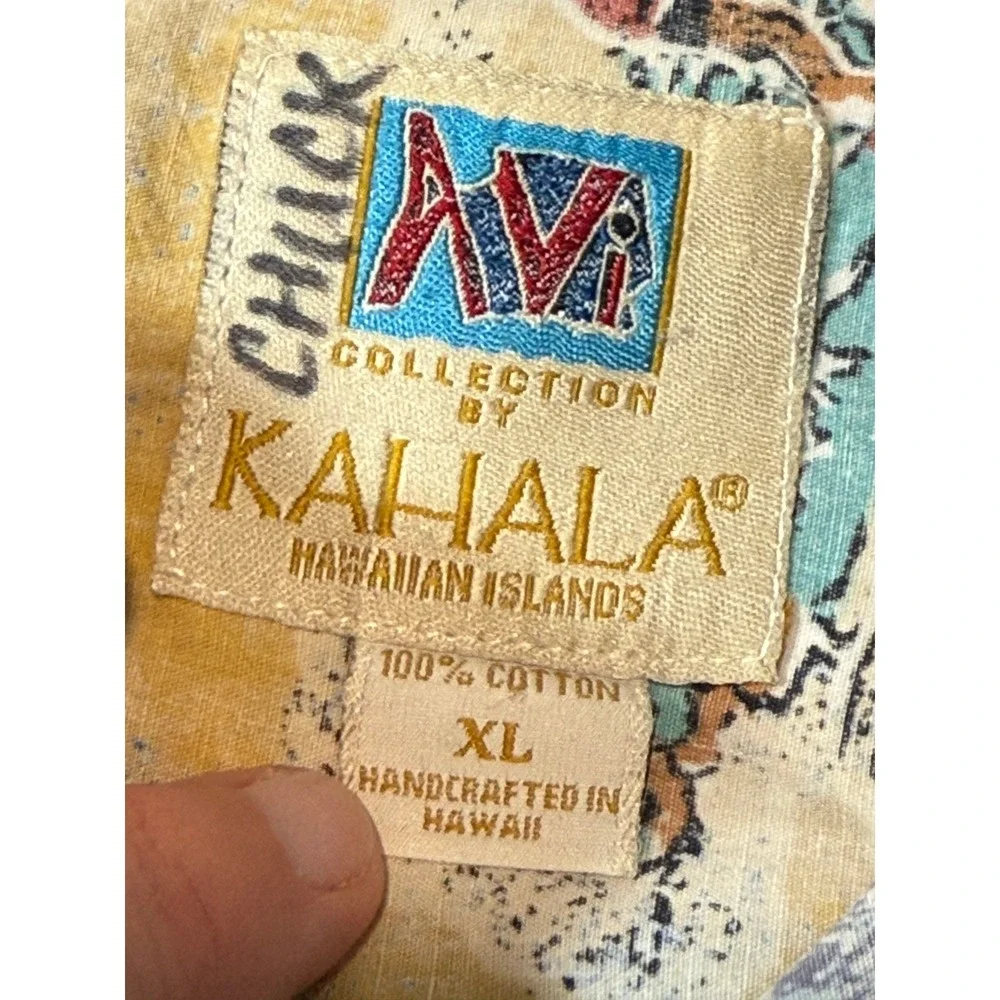 VTG KAHALA Hawaiian Islands Mens XL Aloha Shirt Vintage Beach Scene X-Large Top - Picture 6 of 8